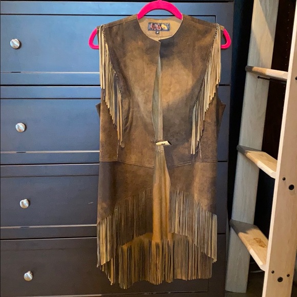 Burns 1876 leather fringe vest - Picture 2 of 7